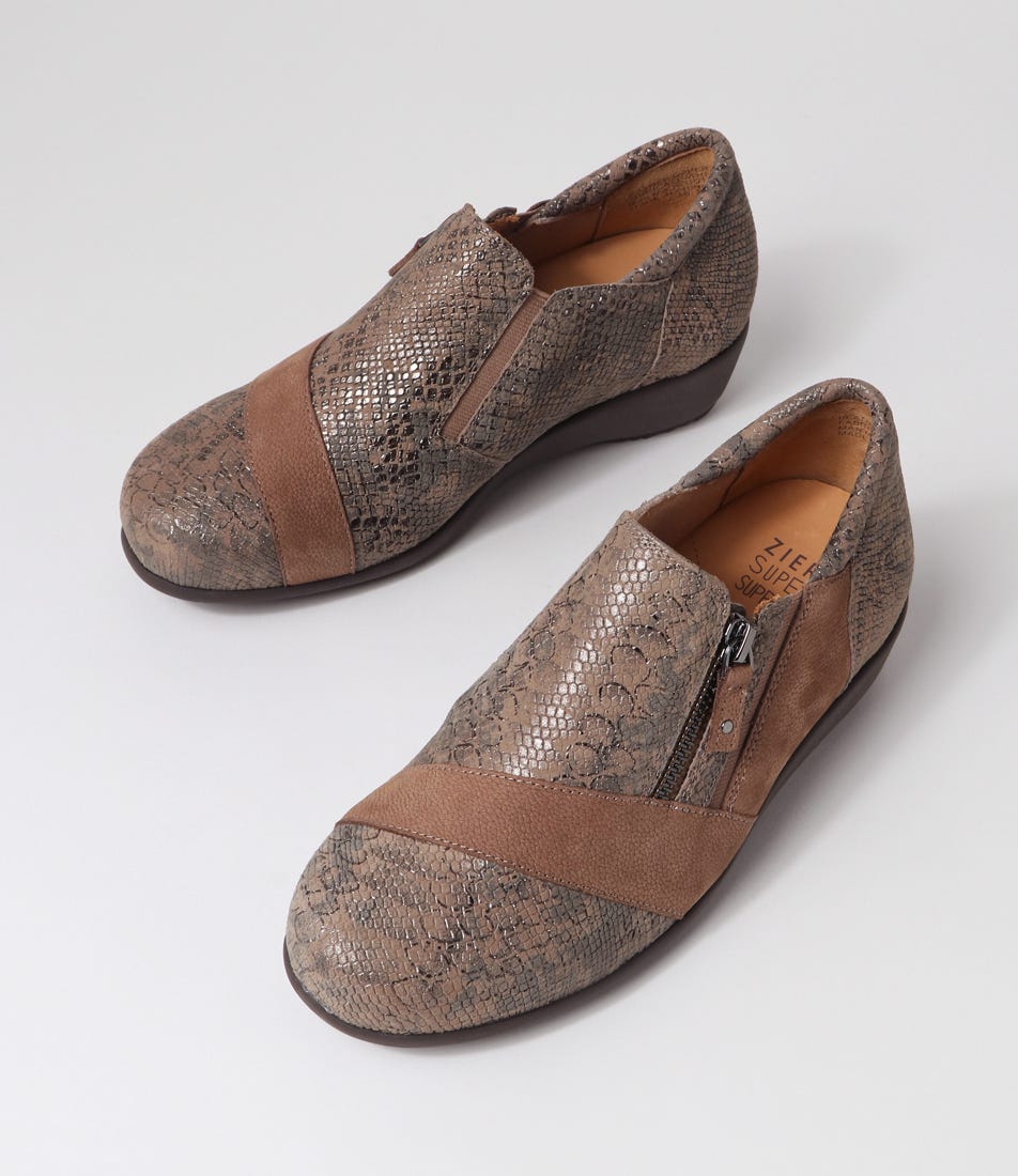 Sage Xf Taupe Mix Print Multi Flat Shoes by Ziera | Shop