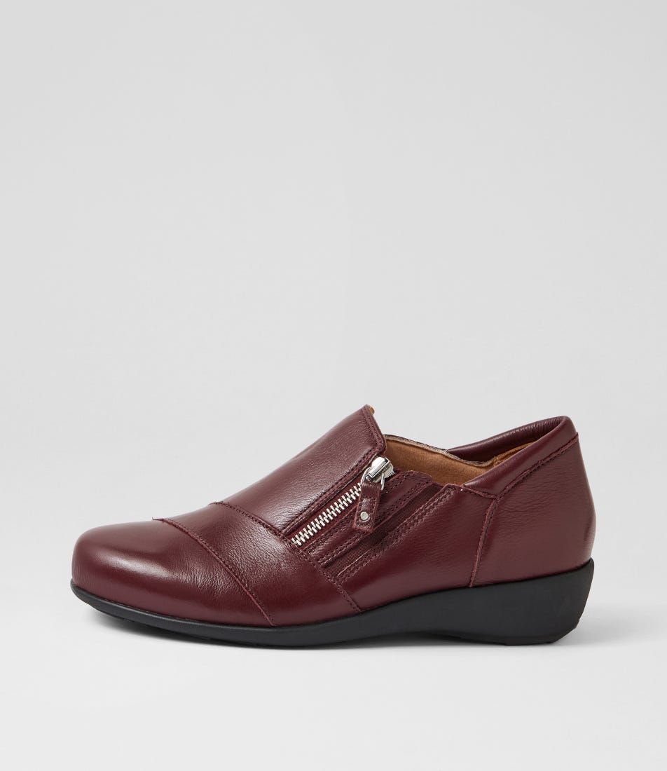 Sage Xf Burgundy Leather Flat Shoes