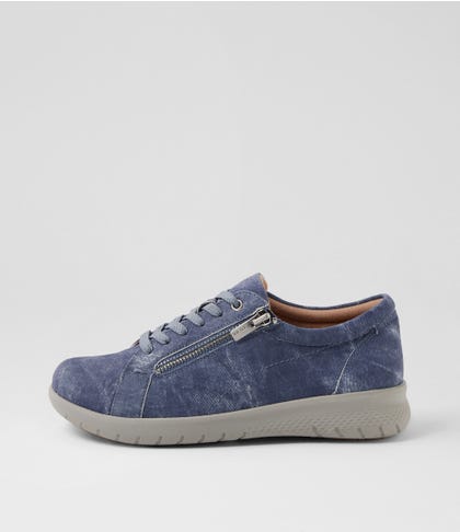Solar Xf Blue Distress Denim Leather Sneakers