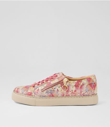 Pamela Xf Peony Woven Leather Sneakers