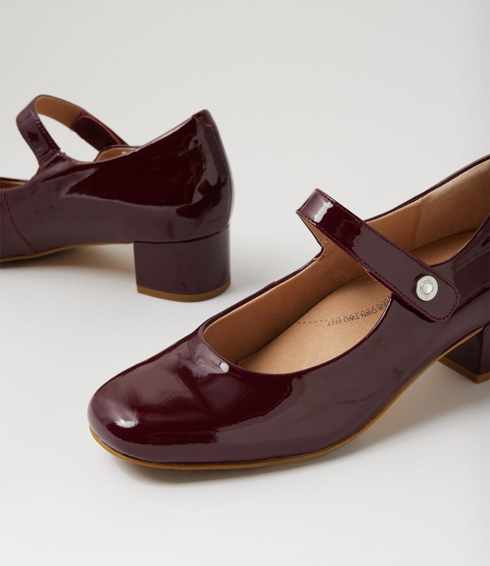 Kitty W Burgundy Patent Leather Mary Jane Heels by Ziera Kitty W Burgundy Patent Leather Mary Jane Heels by Ziera