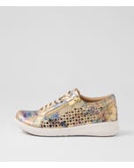 Shovo Xf Gold Vintage Floral Leather Sneakers