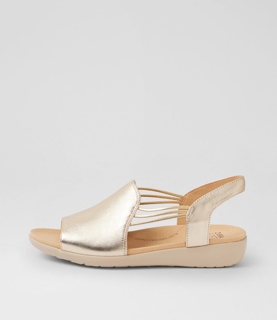 Udhays W Pale Gold Leather Elastic Sandals