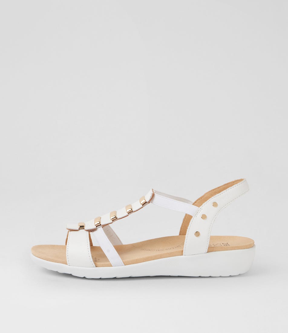 Ulover W White Leather Elastic Sandals