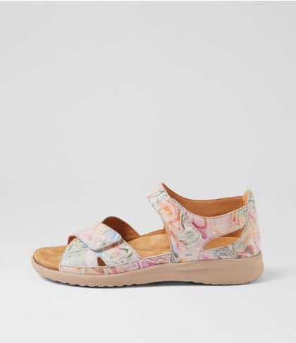 Bronn Xw Nude Floral Almond Leather Sandals