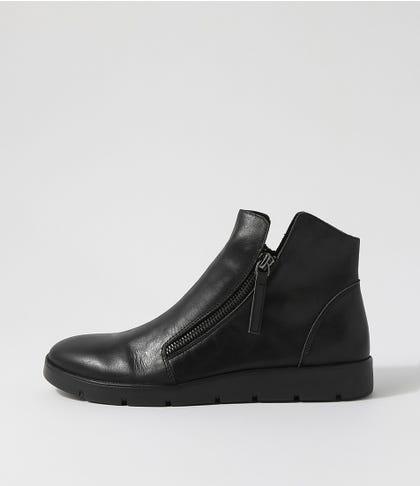 Mohme W Black Leather Ankle Boots