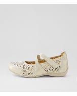 Xoddie W Ivory Lizard Leather Mary Janes