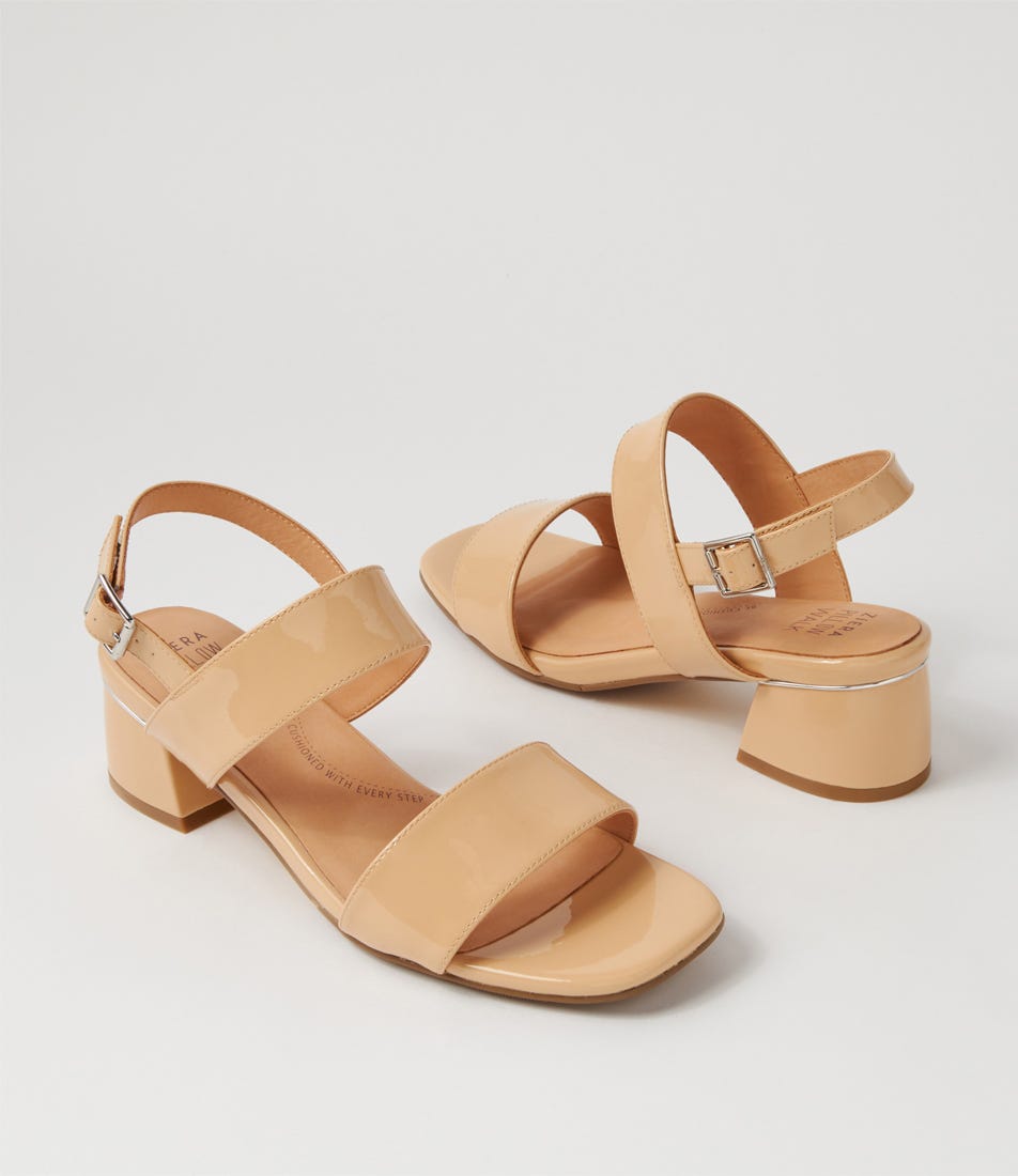 Caitlan W Nude Patent Leather Sandals by Ziera | Shop Online