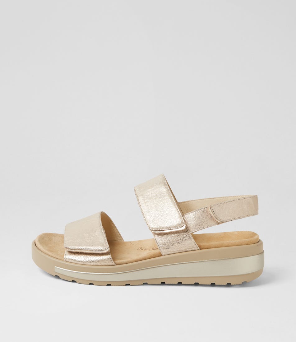 Garlin W Beige Gold Leather Sandals