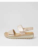 Garlin W Beige Gold Leather Sandals
