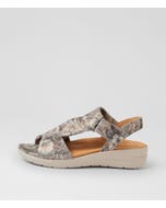 Nazly2 Xw Grey Floral Sheen Leather Sandals