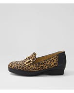 Frona Xf Black Tan Leopard Leather Suede Loafers