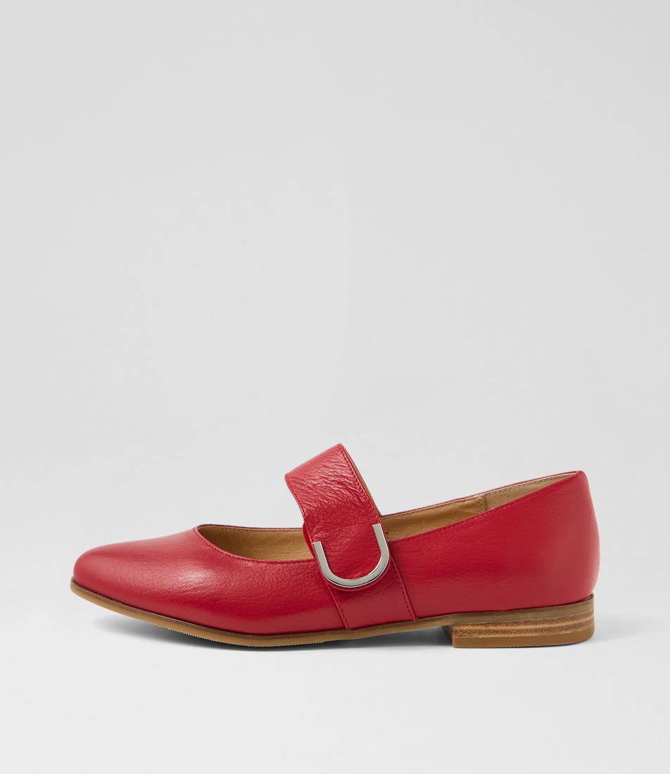 Okla Xf Dark Red Leather Flat Shoes by Ziera | Shop Online