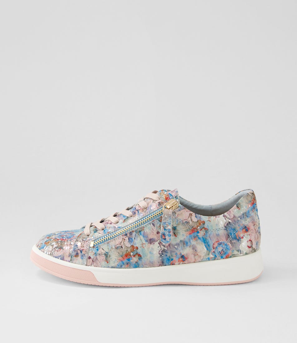 Aito Xf Pink Floral Leather Sneakers