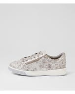 Aito Xf Silver Floral Embossed Leather Sneakers