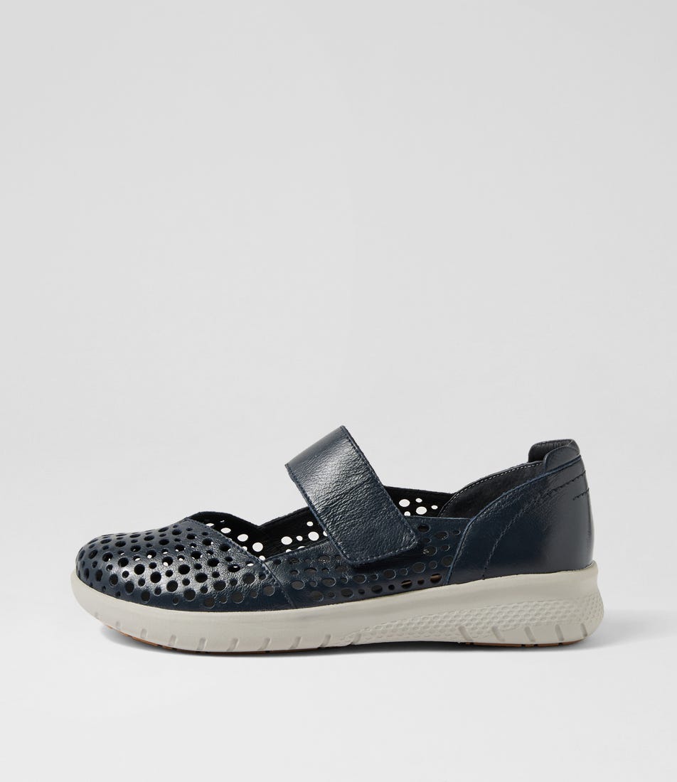 Sindis Xf Navy Leather Flat Shoes by Ziera Shop Online at Ziera AU