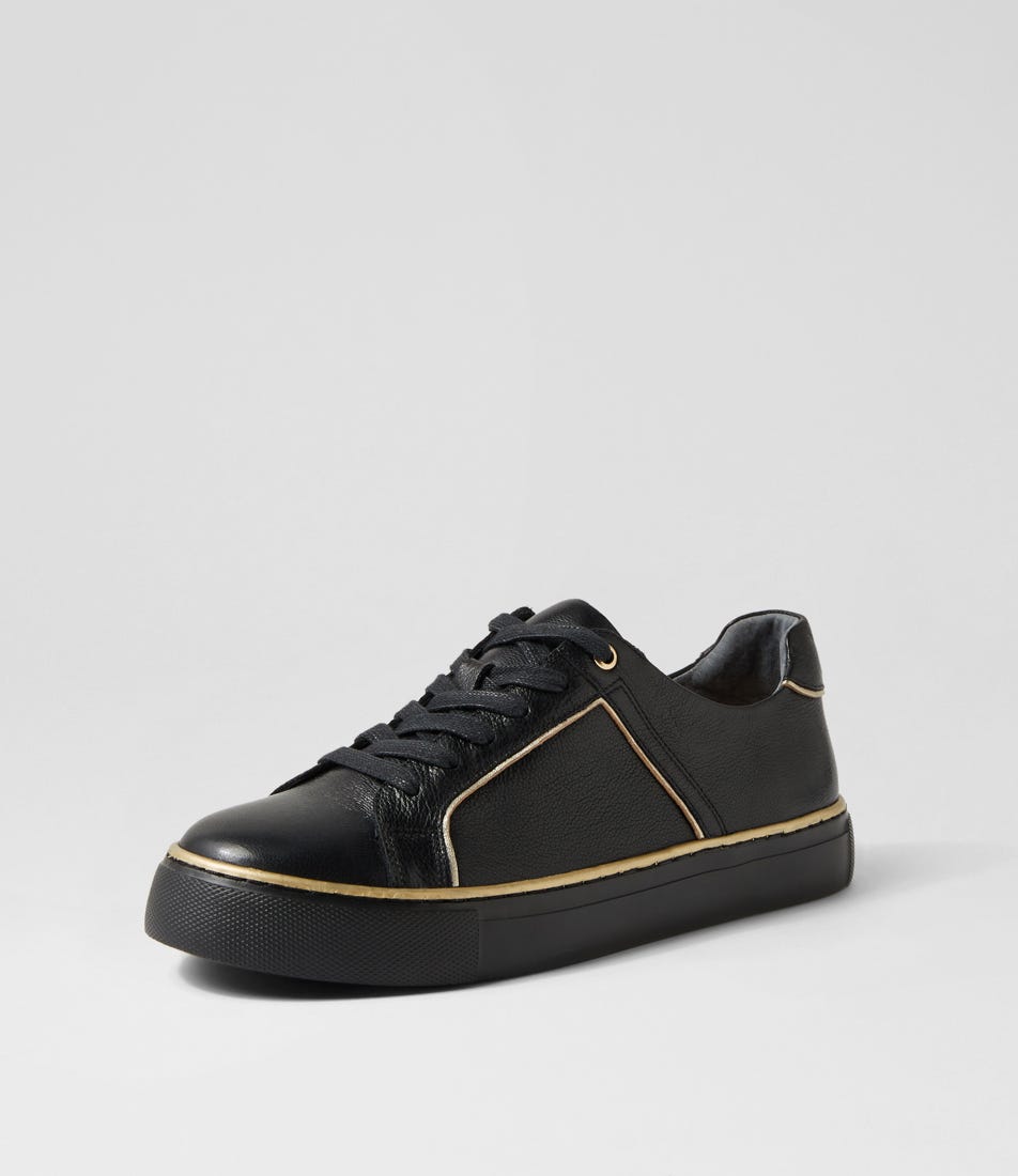 Panlan Xf Black Pale Gold Leather Sneakers by Ziera | Shop