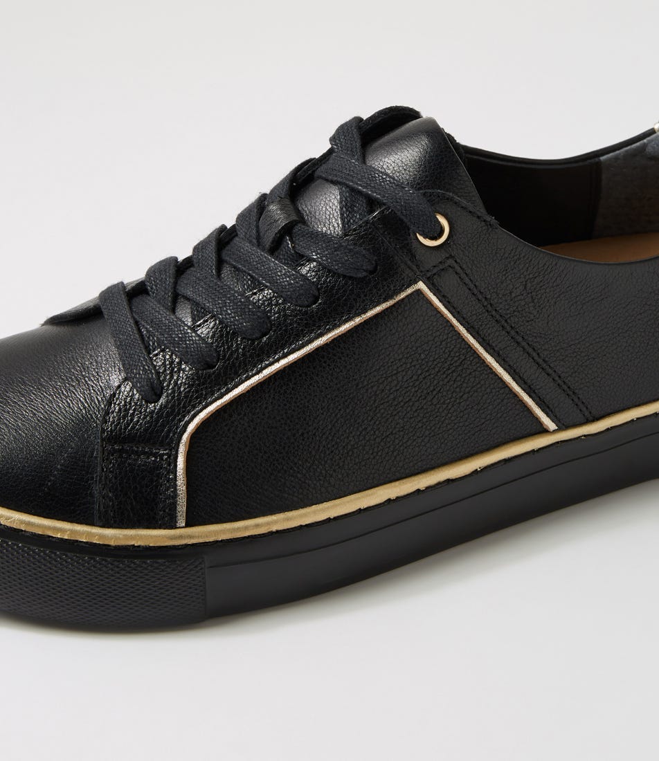Panlan Xf Black Pale Gold Leather Sneakers by Ziera | Shop