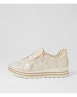 Vamra Xf Ivory Lizard Gold Leather Sneakers