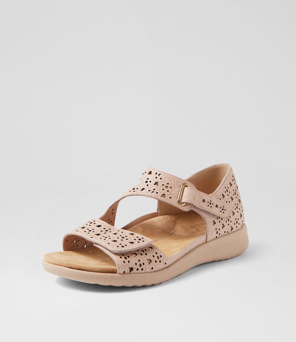Bizza Xw Nude Almond Leather Sandals by Ziera