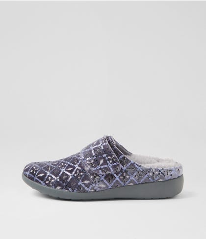 Fosco Xw Grey Diamond Velvet Slippers