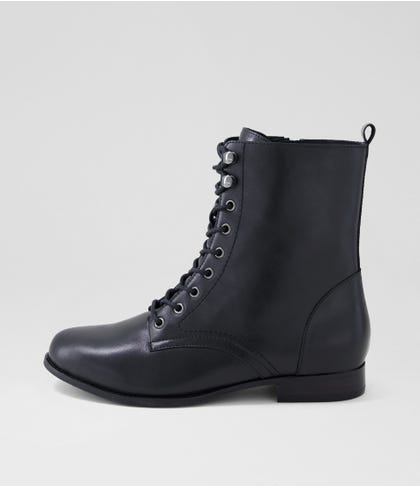Tanes Xf Black Leather Lace Up Boots