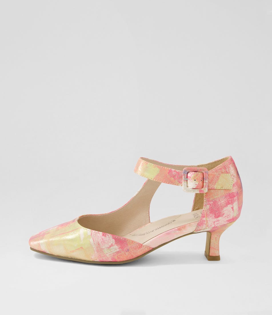 Okies Xw Pink Multi Leather Heels