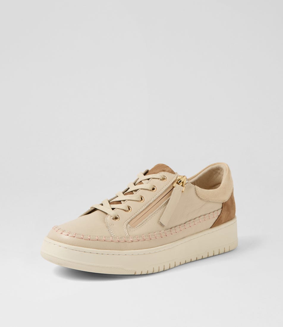 Hangel Xw Vanilla Light Choc Leather Sneakers by Ziera