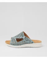 Binty Xw Denim White Leather Sandals