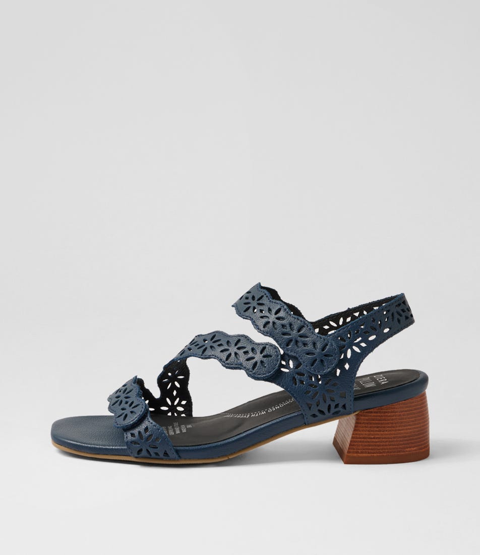 Carrissa W Navy Leather Sandals