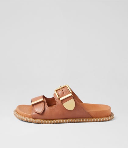 Iyami W Tan Leather Sandals
