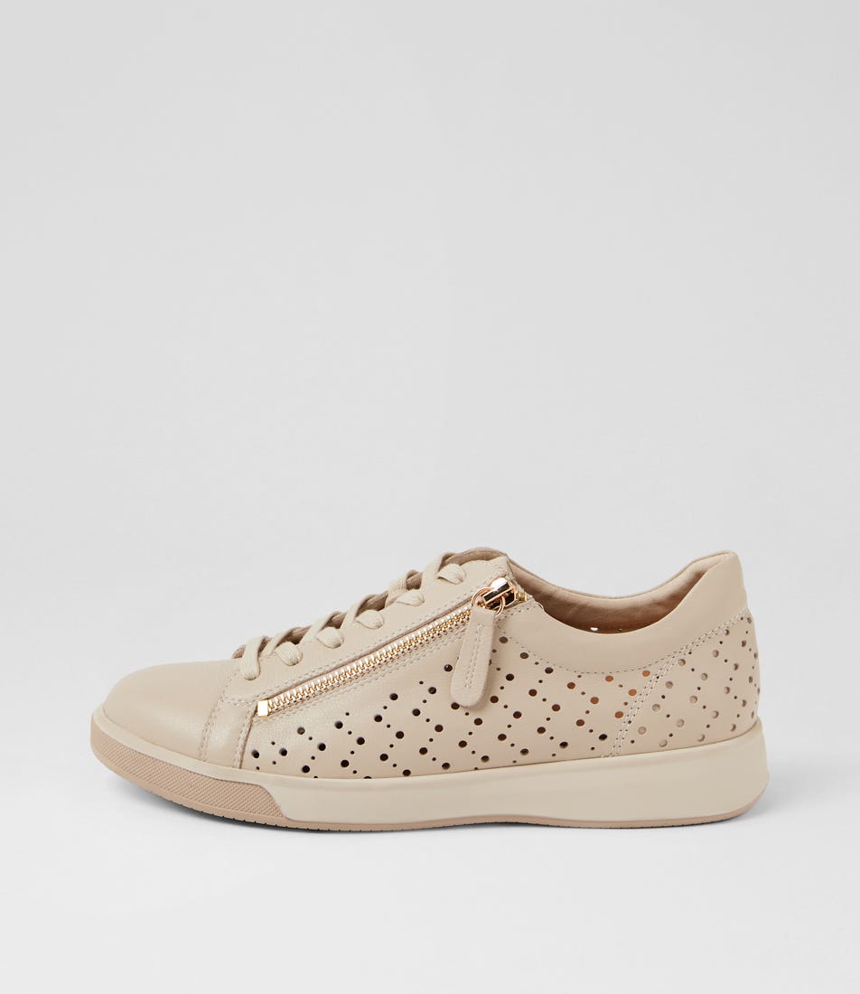 Aurie Xf Almond Camel Leather Sneakers