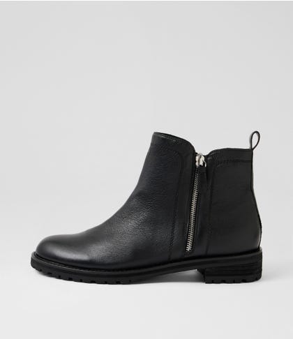 Mabrele W Black Leather Ankle Boots