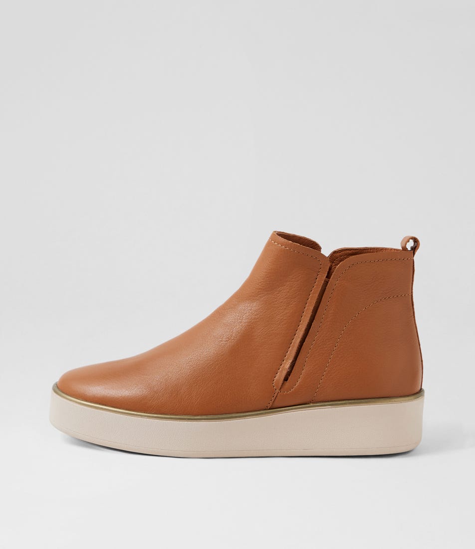 Zellie W Dark Tan Milk Leather Ankle Boots