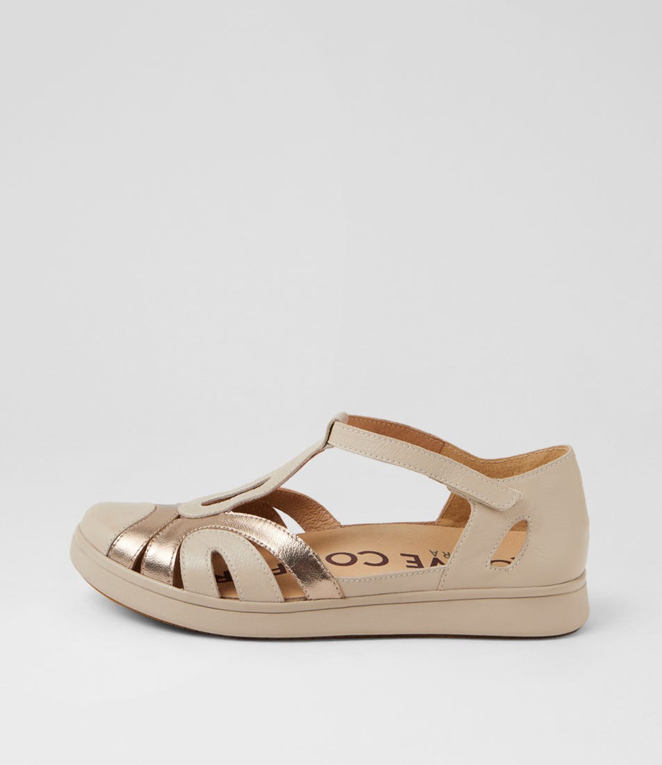 Demna Xf Almond Champagne Leather Flat Shoes