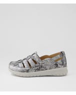 Salma Xw Pewter Fireworks Leather Flat Shoes
