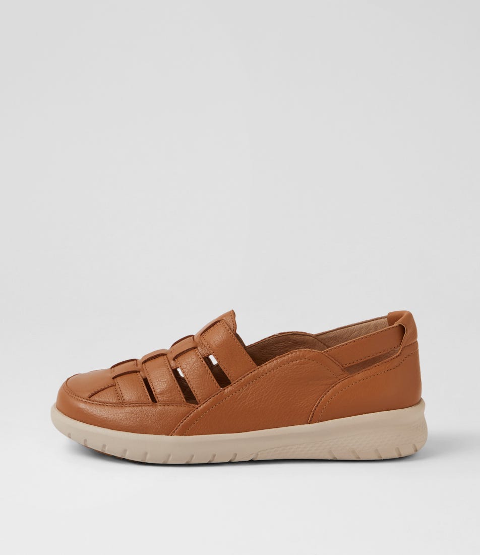 Salma Xw Dark Tan Leather Flat Shoes