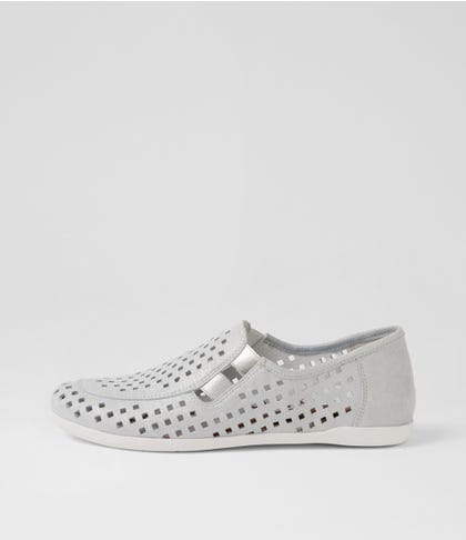 Lyona W Ice Tweed Silver Leather Elastic Loafers