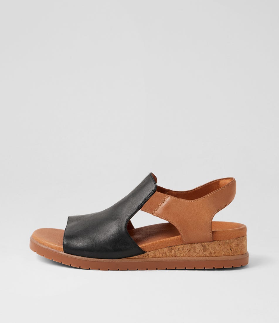 Vibbie W Black Tan Leather Sandals