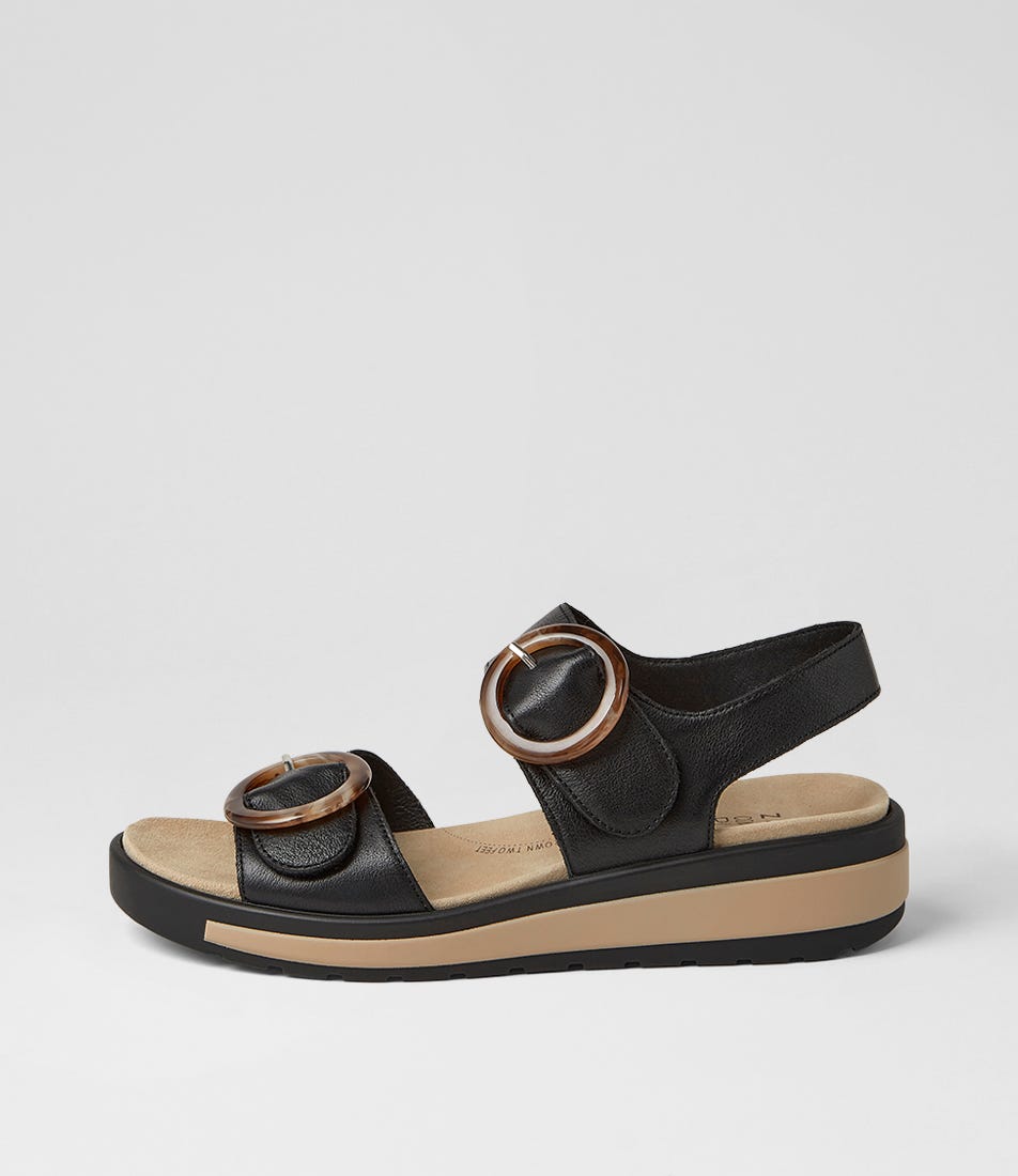 Gathas W Black Leather Sandals