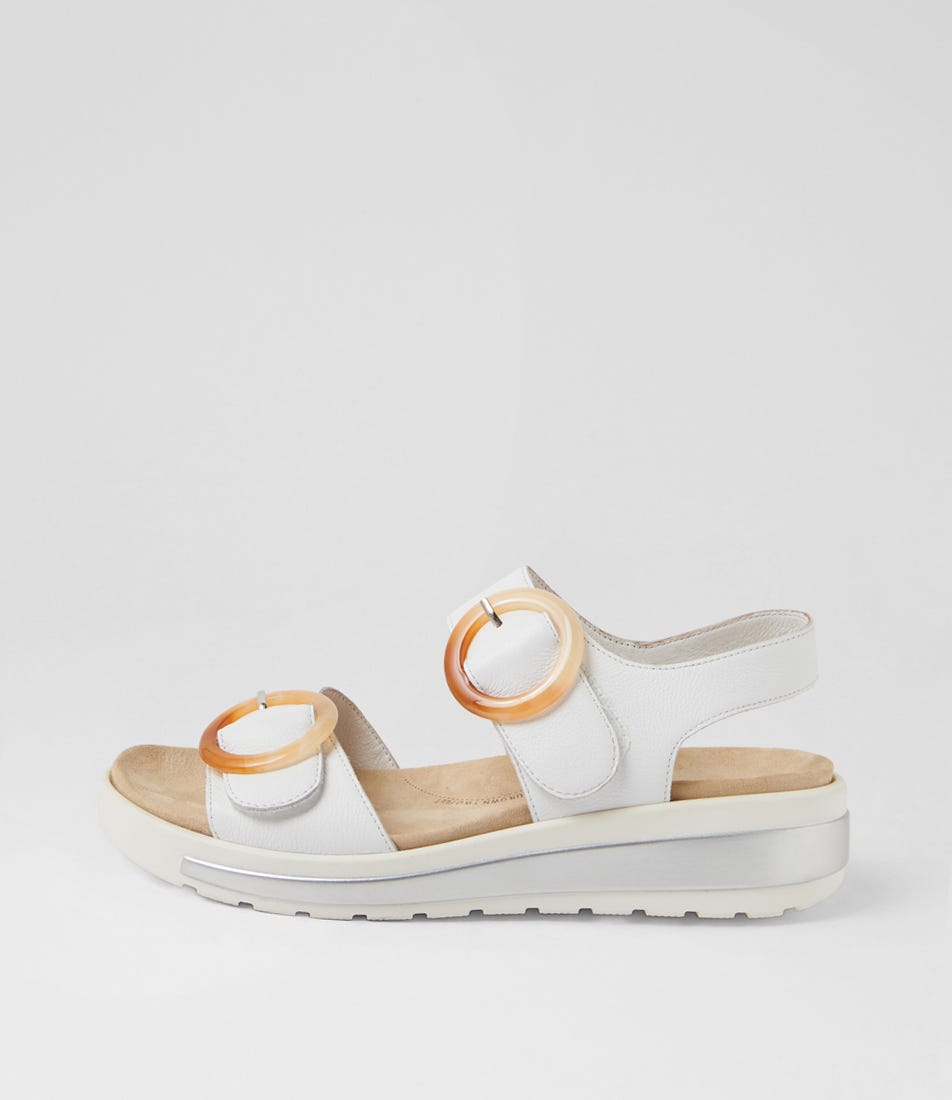 Gathas W White Leather Sandals
