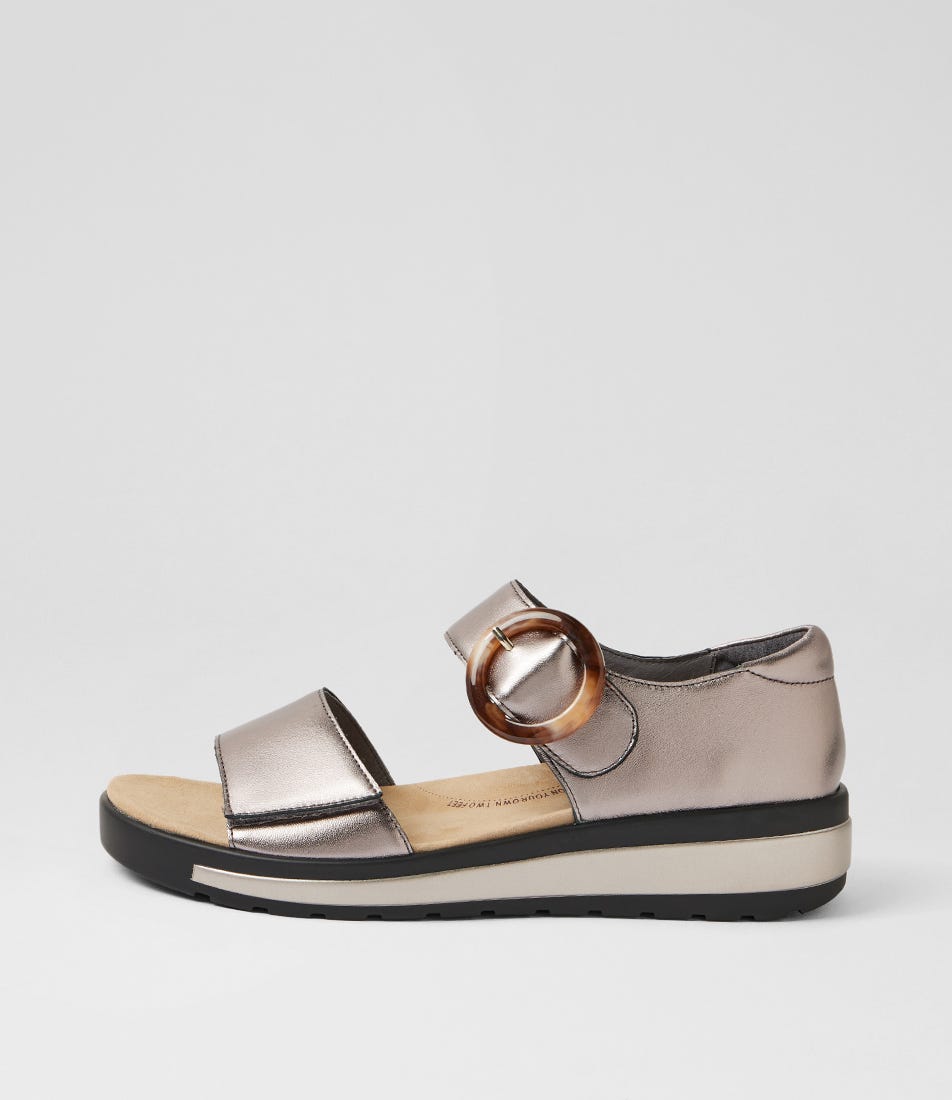 Gerla W Pewter Leather Sandals