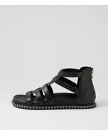 Isylah W Black Multi Strap Leather Sandals