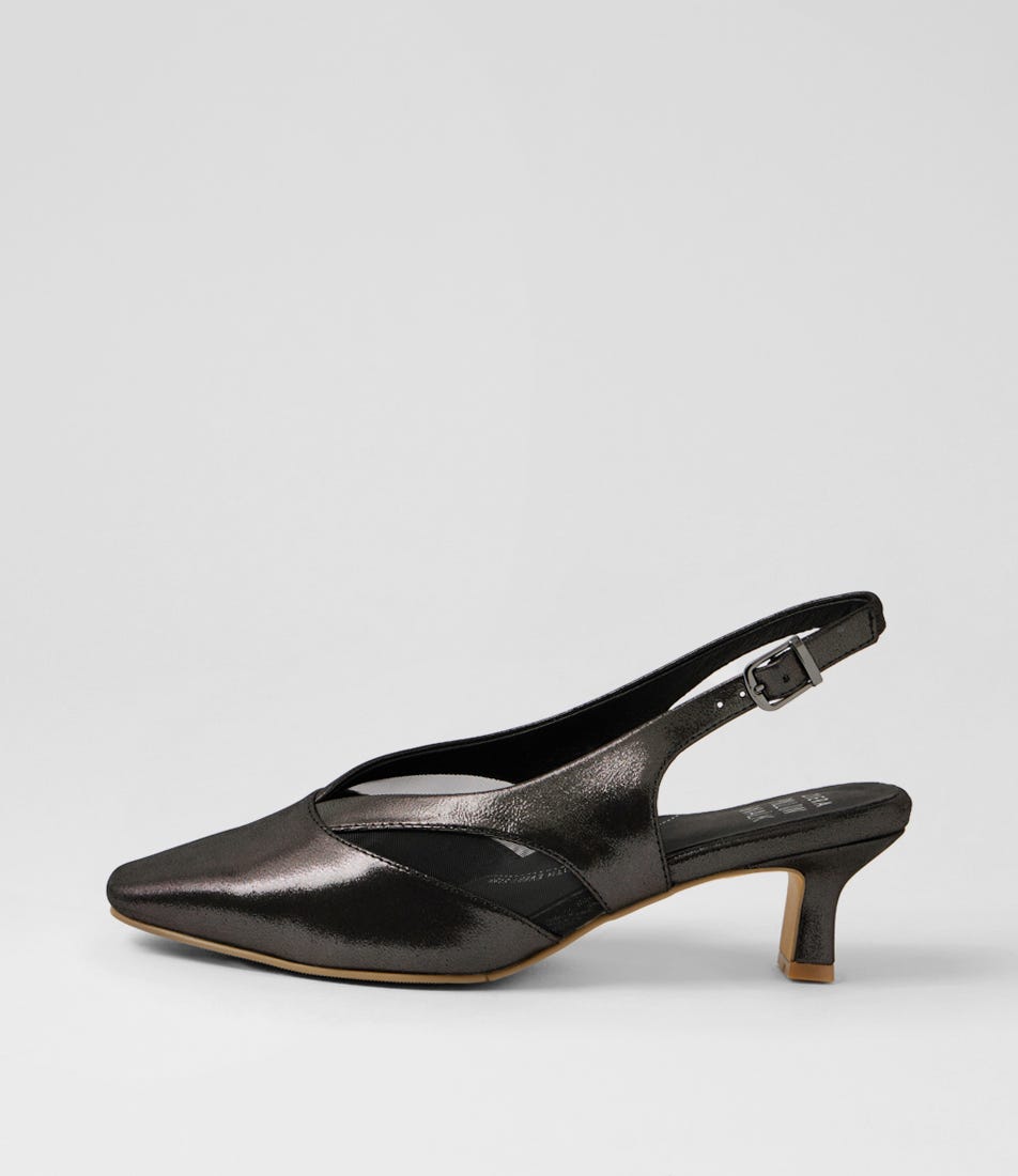 Osgood Xw Black Shimmer Leather Mesh Heels