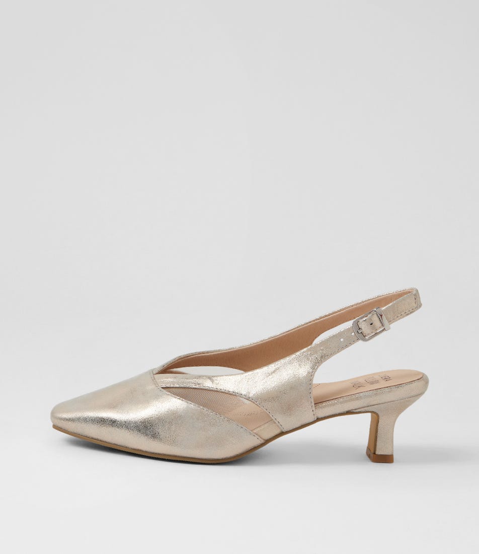 Osgood Xw Argento Shimmer Leather Mesh Heels