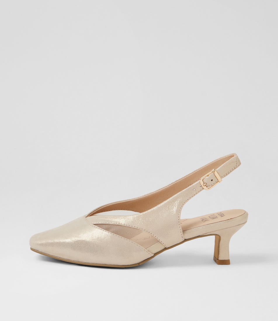 Osgood Xw Champagne Shimmer Leather Mesh Heels