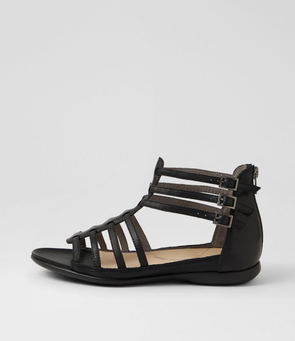 Britta W Black Leather Sandals
