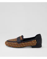 Delroy W Black Multi Fabric Loafers