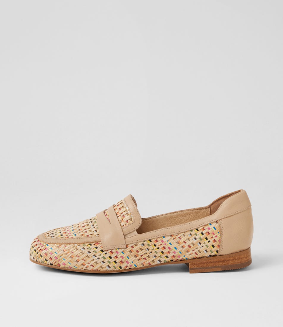 Delroy W Natural Bright Multi Raffia Loafers