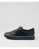 Kimon W Navy Leather Suede Flat Shoes